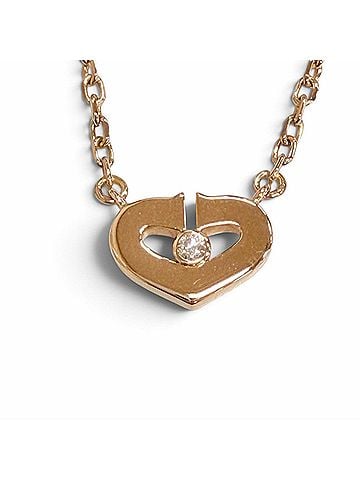 Cartier Cartier B3040400 750 C Heart 1P Diamond Necklace, 18K Pink Gold (PG), Weight 4.2g, Women's, with Box. (view 1)