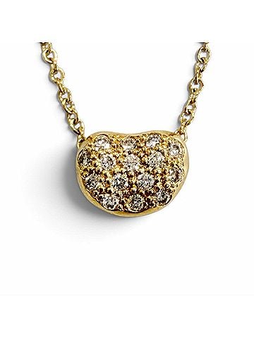 Tiffany & Co. TIFFANY&amp;Co. Tiffany Elsa Peretti Bean Design Pendant Pave Diamond Necklace 750 (YG) Yellow Gold Made in Spain Weight 1.9g Women's Comes with Box (view 1)