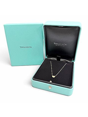 Tiffany & Co. TIFFANY&amp;Co. Tiffany Elsa Peretti Bean Design Pendant Pave Diamond Necklace 750 (YG) Yellow Gold Made in Spain Weight 1.9g Women's Comes with Box (view 2)