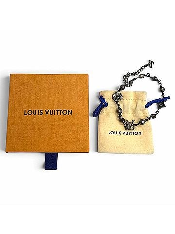 Louis Vuitton LOUIS VUITTON (Louis Vuitton) 2025 model M1391A LV Pearl Monogram Flower Bracelet, Gunmetal, Made in Italy, Men's, with Box and Dust Bag. (view 2)