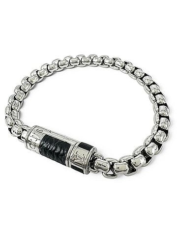 Louis Vuitton LOUIS VUITTON M62592 Bracelet Chain Monogram Eclipse Silver Made in Italy Men's with Box and Dust Bag (view 1)