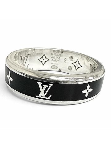 Louis Vuitton LOUIS VUITTON M1534S Ring - LV Spike AG925 (2025 model) Current model, Black/Silver, Size S, Made in Italy, Weight 6.9g, Men's, Comes with Box and Dust Bag. (view 1)