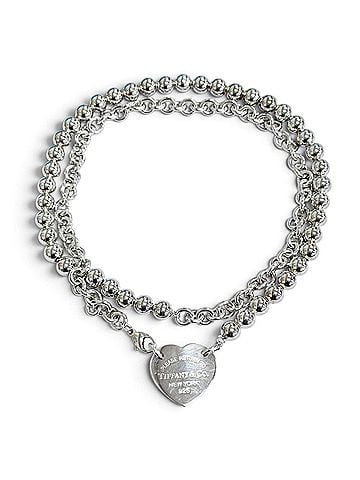 Tiffany & Co. TIFFANY&amp;Co. Tiffany Return to HardWear Heart Tag Wrap Long Necklace, Double Strand, 2-Way, AG925 Silver, Weight 95.7g, Women's, Comes with Box (view 1)