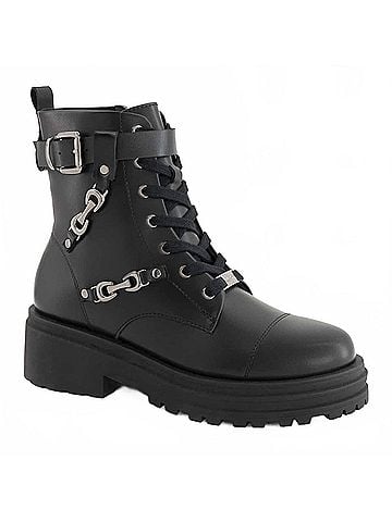 Andrea Women's Lace-Up Combat Boot in Black (view 1)