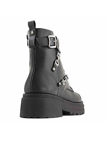 Andrea Women's Lace-Up Combat Boot in Black (view 2)