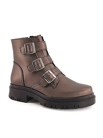 Andrea Women's Triple Buckle Combat Boots (view 2)
