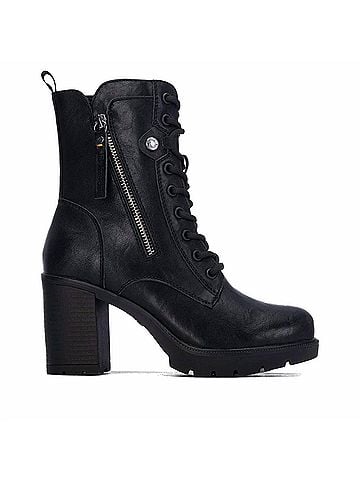 Refresh Women's Combat Heeled Ankle Booties in Black (view 1)