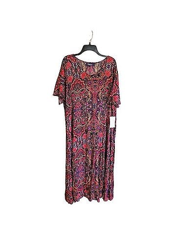 Roaman's Boho Paisley V-Neck Maxi Dress Casual Dress (view 2)