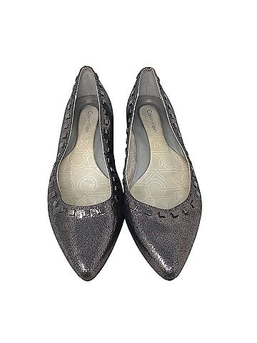 Calvin Klein Metallic Pewter Pointed Toe Flats Flats (view 2)