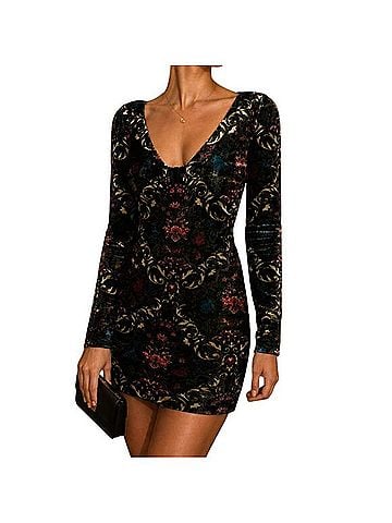 Free People Velvet Burnout Bodycon Mini Dress Cocktail Dress (view 1)