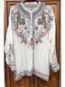 Johnny Was Floral White Long Sleeve Blouse Size M - photo 4