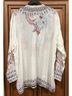 Johnny Was Floral White Long Sleeve Blouse Size M - photo 6
