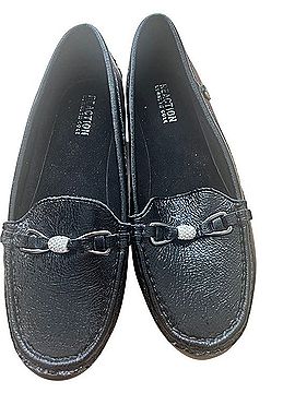Kenneth Cole REACTION Black Textured Leather Bit Loafers with Crystal Flats (view 1)