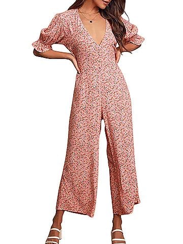 Faithfull the Brand Coral Floral Jumpsuit Jumpsuit (view 1)