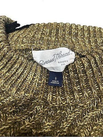 Universal Thread Olive Crewneck Textured Knit Sweater Pullover Sweater (view 2)