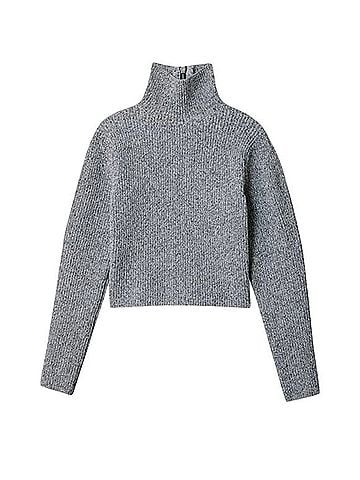 Tibi Two Way Cropped Marled Sweater Turtleneck Sweater (view 1)