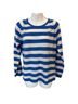 N. Peal 100% Cashmere Stripes Blue White Cashmere Pullover Sweater Size L - photo 1