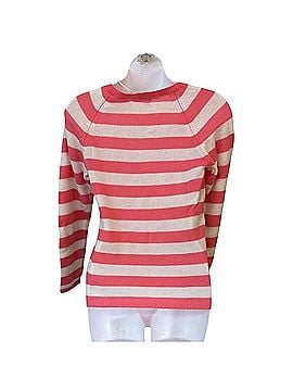 N. Peal Gauzy Striped RN Sweater Cashmere Pullover Sweater (view 2)