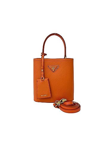 Prada PRADA Panier Triangle Logo Plate Hardware Saffiano Leather Genuine 2-way Shoulder Bag Handbag Orange nd3-5 (view 1)
