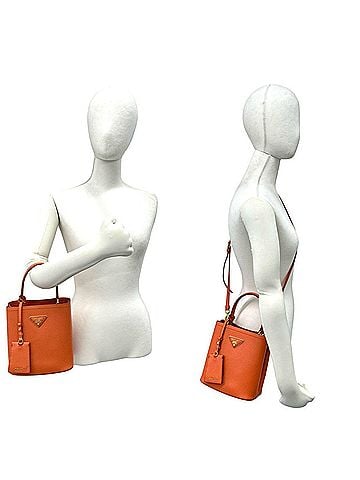 Prada PRADA Panier Triangle Logo Plate Hardware Saffiano Leather Genuine 2-way Shoulder Bag Handbag Orange nd3-5 (view 2)