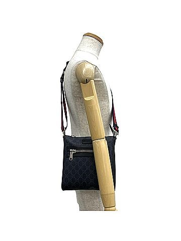 Gucci GUCCI Small Messenger Bag GG Supreme Leather Polyurethane Shoulder Black 14703 (view 2)