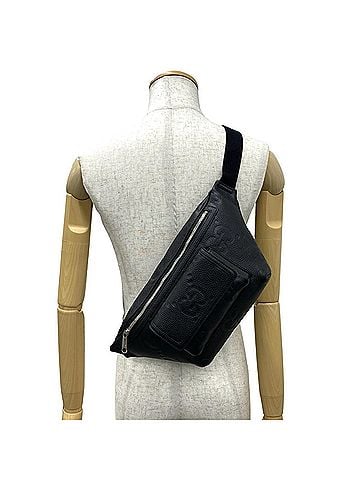 Gucci GUCCI Jumbo GG Stamped Leather Body Bag/Waist Pouch/Shoulder Bag, Black, 06285 (view 2)
