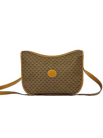 Gucci GUCCI Vintage Micro GG Logo Leather Shoulder Bag/Pouch, Brown, Item No. 29338 (view 1)