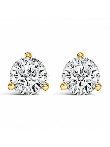 Haus of Brilliance 14K Yellow Gold 1/4 Cttw Round Lab-Grown Diamond 3-Prong Martini Solitaire Screwback Stud Earrings (view 1)