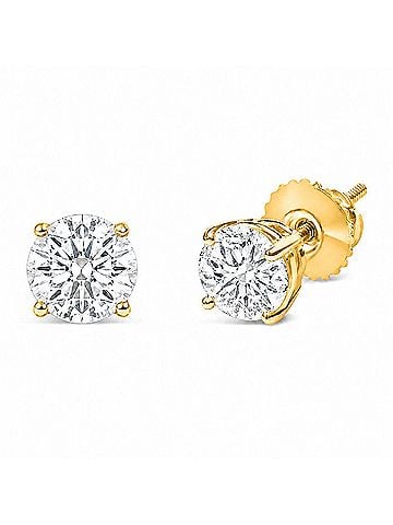 Haus of Brilliance IGI Certified 14K Yellow Gold 2.00 Cttw Lab Grown Diamond Solitaire Stud Earrings (view 2)