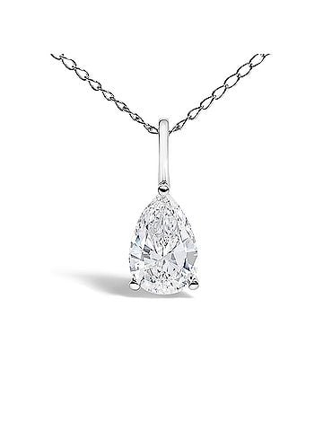 Haus of Brilliance 14K White Gold 1.0 Cttw Lab Grown Pear Diamond Solitaire Pendant Necklace (view 2)