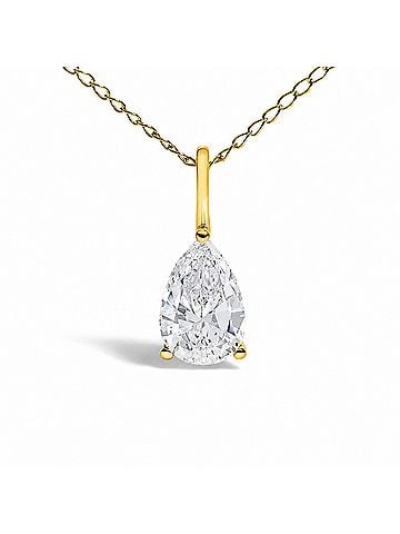 Haus of Brilliance 14K Yellow Gold 3/4 Cttw Lab Grown Pear Diamond Solitaire Pendant Necklace (view 2)