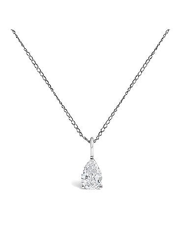 Haus of Brilliance 14K White Gold 1/2 Cttw Lab Grown Pear Diamond Solitaire Pendant Necklace (view 1)