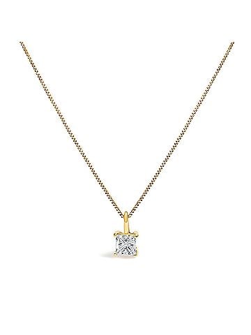 Haus of Brilliance 14K Yellow Gold 1.0 Cttw Lab Grown Princess Diamond Solitaire Pendant Necklace (view 1)