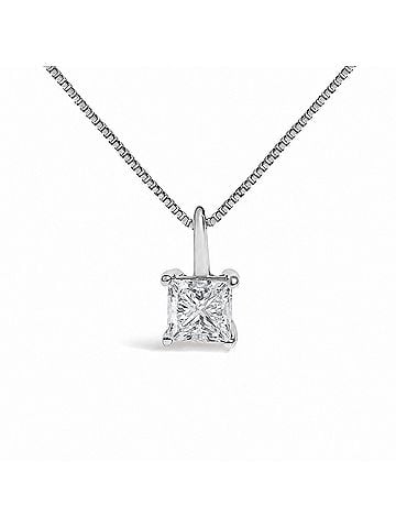 Haus of Brilliance 14K White Gold 1.0 Cttw Lab Grown Princess Diamond Solitaire Pendant Necklace (view 2)