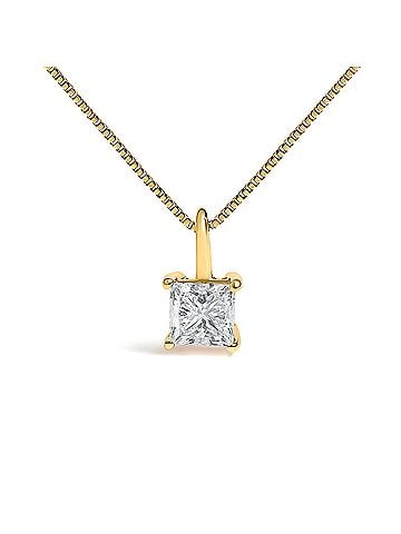 Haus of Brilliance 14K Yellow Gold 3/4 Cttw Lab Grown Princess Diamond Solitaire Pendant Necklace (view 2)