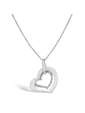 Haus of Brilliance Sterling Silver Diamond Accent Matte Finish Heart Pendant Necklace (view 1)