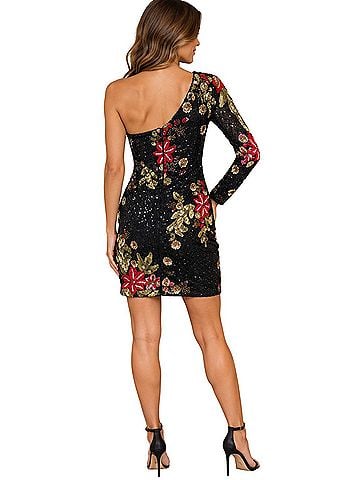 Primavera Couture One Shoulder Sequin Cocktail Dress (view 2)