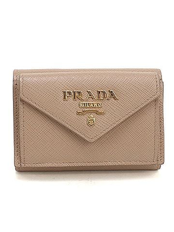 Prada PRADA Tri-fold Wallet 1MH021 Saffiano Leather Women's Beige (view 1)