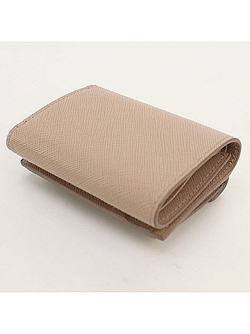 Prada PRADA Tri-fold Wallet 1MH021 Saffiano Leather Women's Beige (view 2)