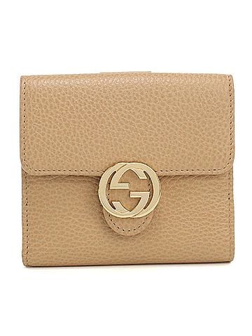Gucci GUCCI bi-fold wallet 615525, double snap closure, Interlocking G design, women's, beige. (view 1)