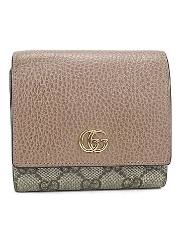 Gucci GUCCI Bi-fold Wallet 598587 Bi-color Medium Double G Women's Beige (view 1)