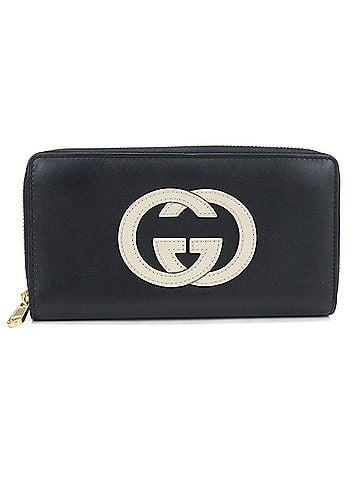 Gucci GUCCI Gucci Long Wallet, Round Zipper, 658839, Interlocking G, Men's/Women's, Black (view 1)