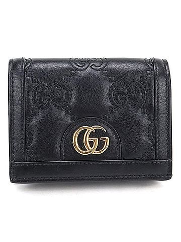 Gucci GUCCI Bi-fold Wallet 723786, Business Card Holder/Card Case, GG Matelassé, Women's, Black (view 1)