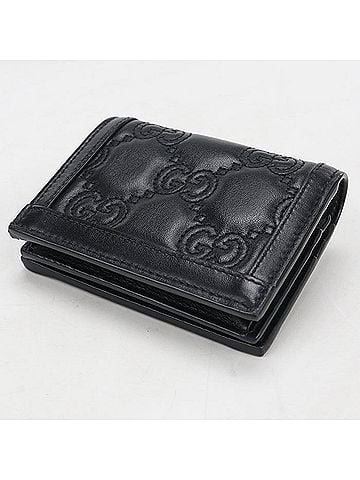 Gucci GUCCI Bi-fold Wallet 723786, Business Card Holder/Card Case, GG Matelassé, Women's, Black (view 2)