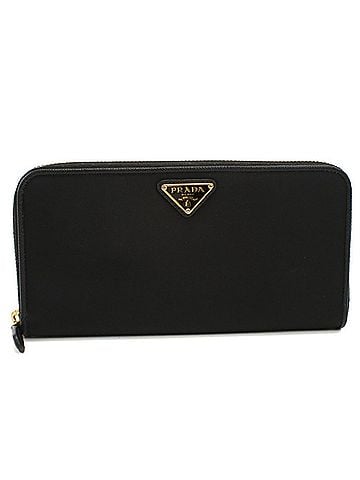 Prada PRADA Prada Long Wallet, Round Zipper, 1ML506, Triangle Logo, Women's, Black (view 1)