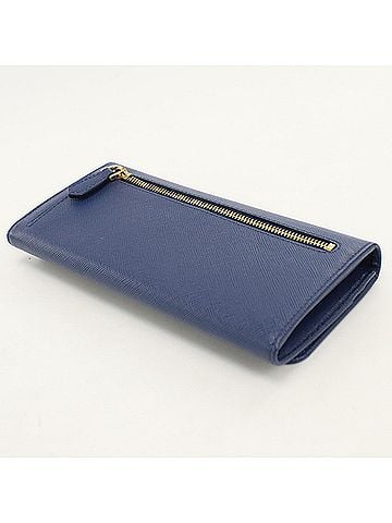 Prada PRADA Prada Bi-fold Long Wallet 1M11132 Saffiano Leather Triangle Logo Women's Navy (view 2)