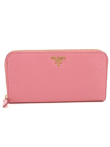 Prada PRADA Prada Long Wallet, Round Zipper, 1ML506 Vitello Move, Women's, Pink (view 1)