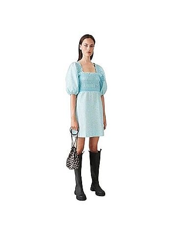 Ganni Light Blue Puff Sleeve Mini Dress Casual Dress (view 1)