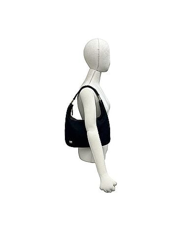 Gucci GUCCI GG Logo Patterned Canvas Leather Semi-One-Shoulder Hobo Bag, Black, 11231 (view 2)