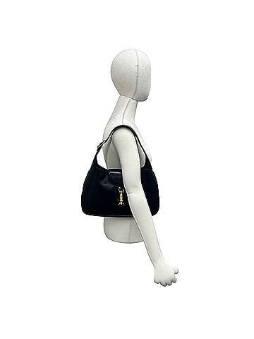 Gucci GUCCI Old Gucci Jackie Logo Hardware Leather Semi One-Shoulder Bag Handbag Black 57069 (view 2)